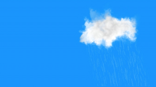 A single cloud with rain on Blue background