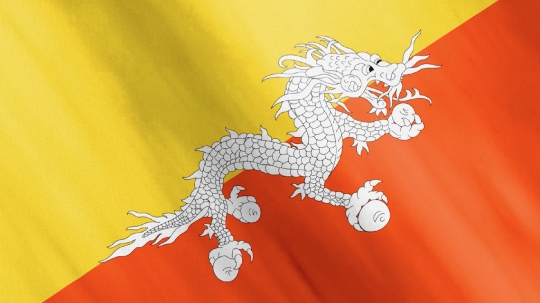 Animated Bhutan Flag Waving in the Wind