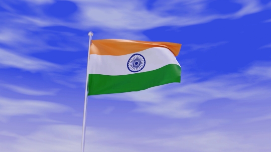 Animated Indian Flag Waving in the Wind