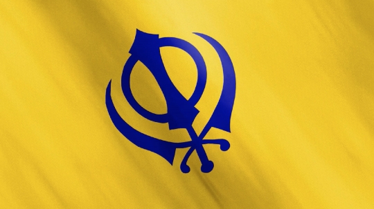 Animated Sikh Symbol Khanda Flag Waving in the Wind