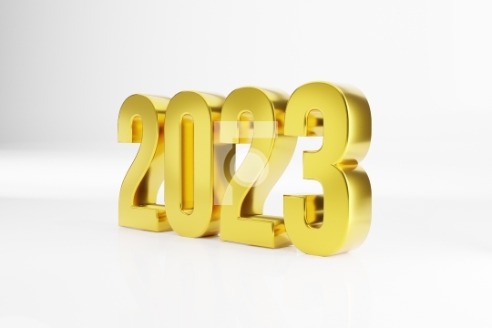 2023 Happy New Year Golden 3D Text - 3D Illustration Render