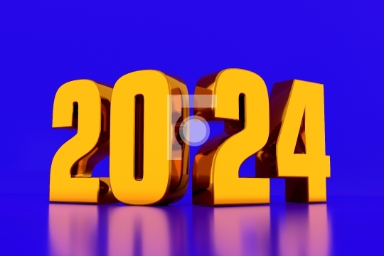 3D Happy New Year 2024 Free Image / Illustration