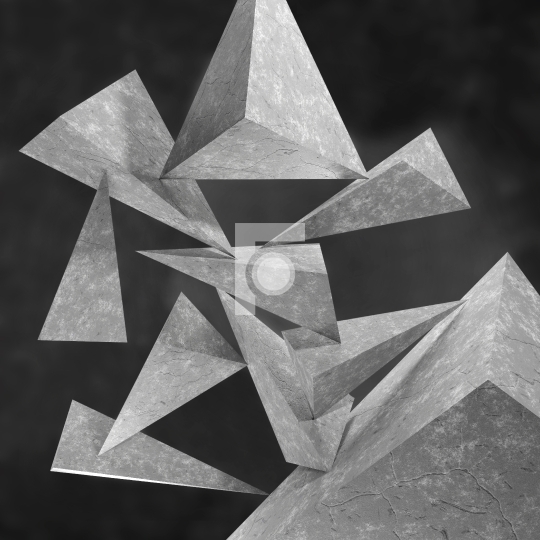 Abstract 3D Triangles Geometric Shapes with Concrete Texture and