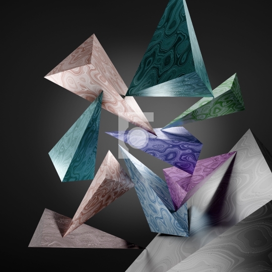 Abstract 3D Triangles Geometric Shapes with Random Patterns- 3D 