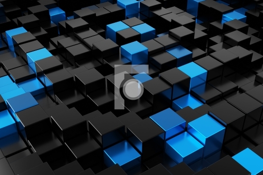 Abstract Futuristic Cubes, Technology Background 3D Illustration