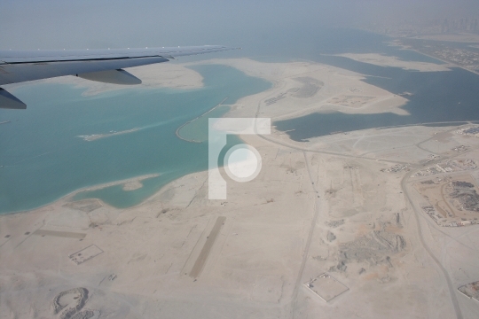 aerial view of construction of island in dubai