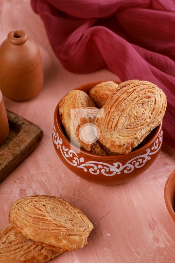 Bakery Fain Puff or Khari with Ajwain - Indian Baked Snack in a 