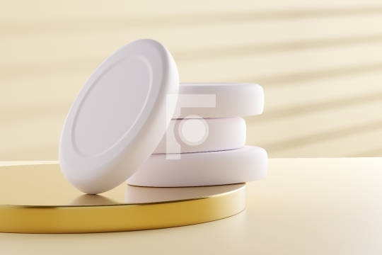 Bathing Soap Bars on a Golden Podium - 3D Illustration Render