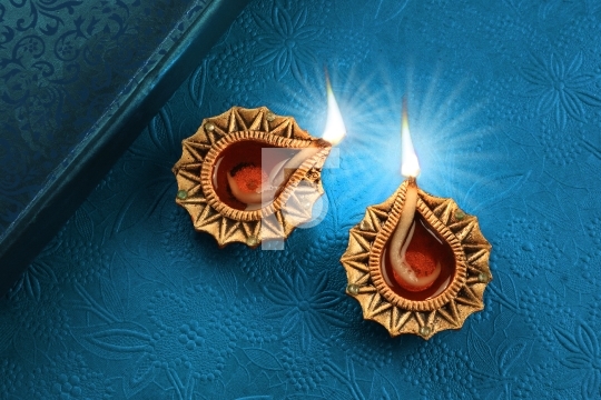 Beautiful Golden Diwali Diya Lamp Lights