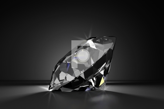 Beautiful Shiny Diamond on Black Background - 3D Illustration