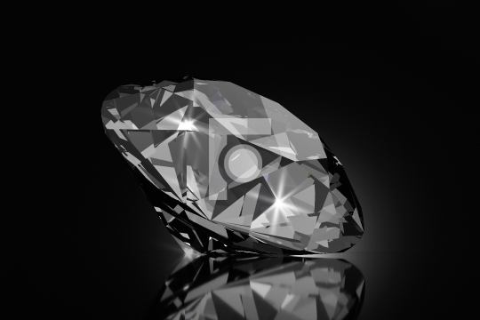 Beautiful Shiny Diamond on Black Background - 3D Illustration Re