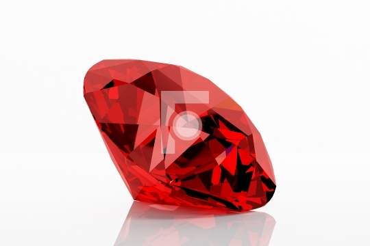 Beautiful Shiny Ruby Diamond on White Background - 3D Illustrati