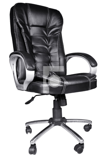 Black Leather Office Chair isolated on white background