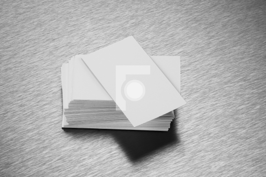 Blank Business Card Mockup on Brushed Steel Stock Photo