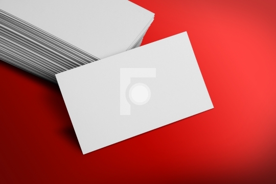 Blank Business Card Mockup on Red Background