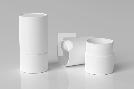 Blank White Cylinder Packaging Cardboard Box Mockup - 3D Illustr