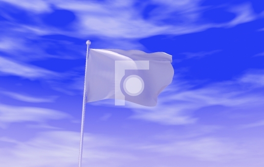 Blank White Flag for Mockups during Daylight and beautiful sky -