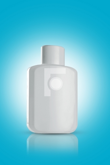 Blank White Perfume Bottle for Mockups on blue background