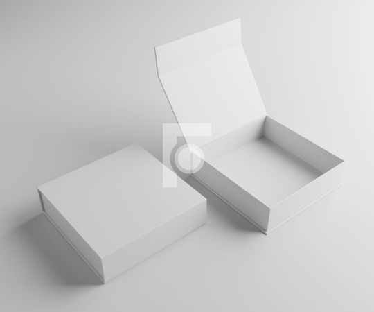 Blank White Product Packaging Box for Mockups Open and Closed - 
