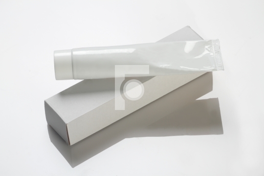 Blank White Toothpaste / Medicinal Cream Tube & Box Mockup