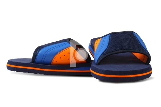 Blue and orange color slippers