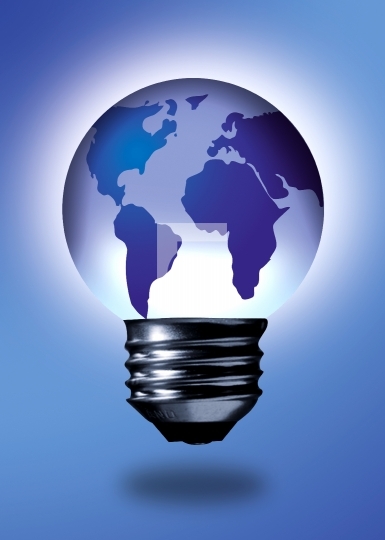 bulb in shape of the world, idea concept 