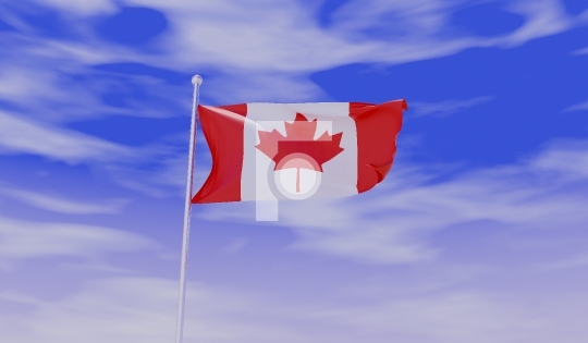 Canada Flag during Daylight and beautiful sky - 3D Illustration