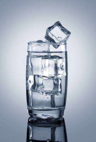Chilled Glass of Water with Ice Cubes 