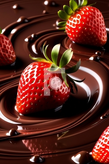 Chocolate and Strawberry, Dessert Free Photo - AI Generated