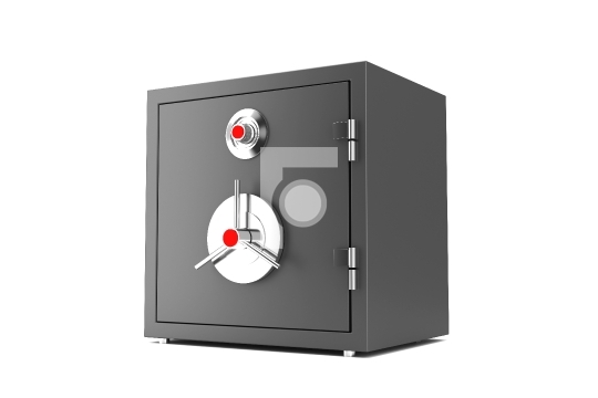 Closed Metal Safe Vault, Secured with Lock Protection, 3D Illust