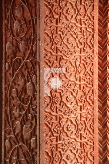 Closeup Detail of a Pillar in Fatehpur Sikri, Agra, India