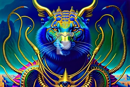 Colorful Abstract Wild Cat - AI Generative Free Illustration