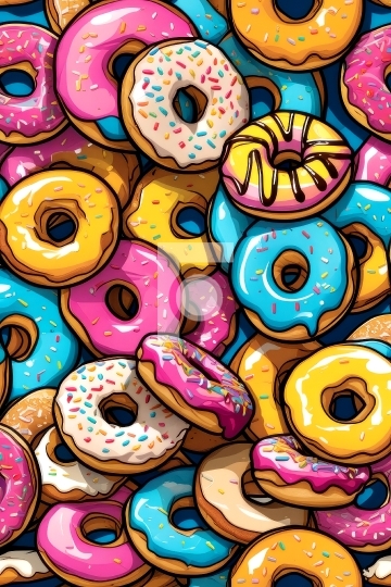 Colorful Food Free Donuts Illustration - Ai Generated