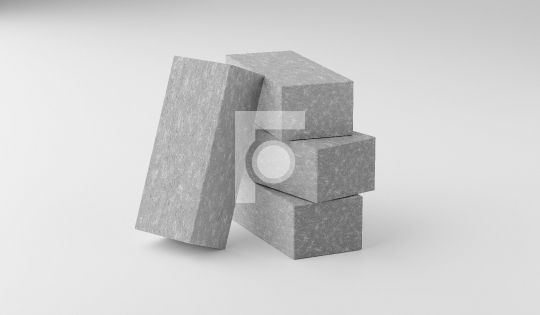 Construction Concrete Bricks on White Background - 3D Illustrati