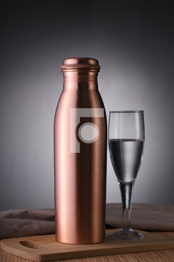 Copper Water Bottle and Glass of Water for No Plastic Use