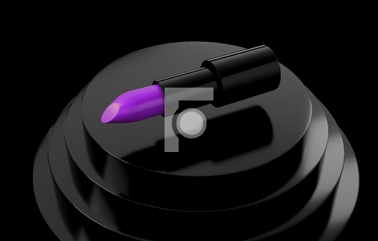Cosmetic Makeup Purple  lipstick on Black background - 3D Illust