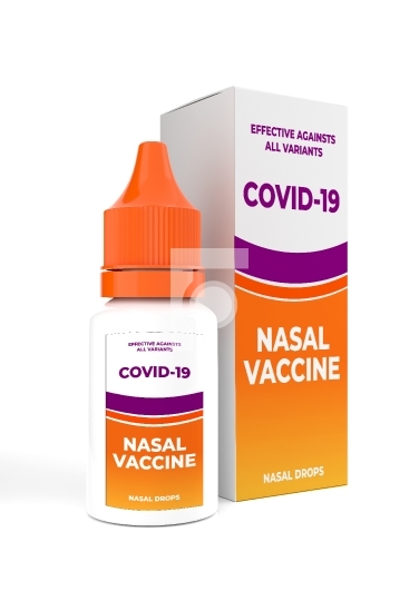 Covid 19 Corona Nasal Vaccine for Protection isolated on White B