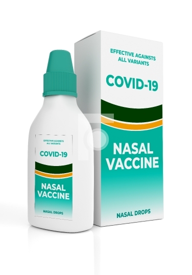 Covid 19 Corona Nasal Vaccine for Protection isolated on White B