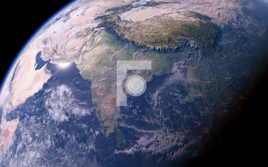 Detailed Planet Earth Showing India, Asia and Middle East - 3D I