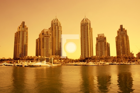 Dubai Marina during sunset, United Arab Emirates