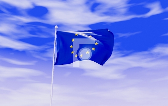 Europe Union Flag during Daylight and beautiful sky - 3D Illustr