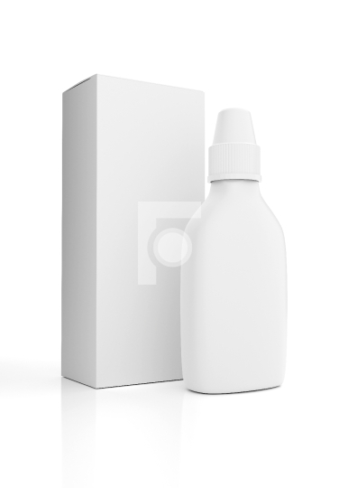 Eye Drop Bottle and Box Mockup isolated on White Background - 3D