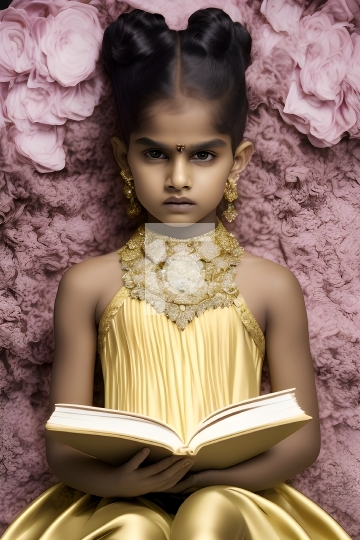 Free Download Indian Girl Reading a Book - AI Generative