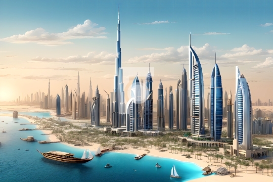Free Dubai Skyscrapers Abstract Photo - AI Generated Illustratio