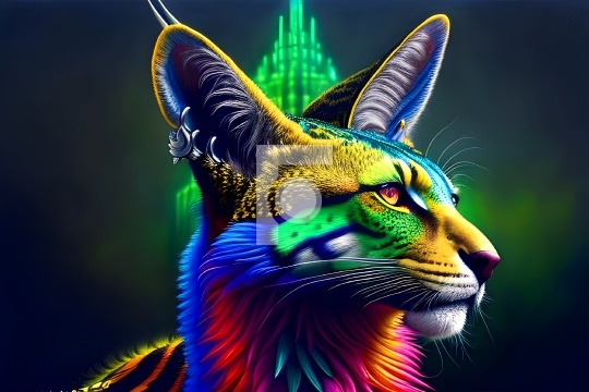 Free Illustration - Colorful Abstract Wild Cat - AI Generative