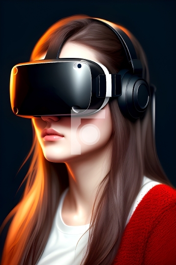 Free Illustration - Girl with VR Headset AI Generative Image