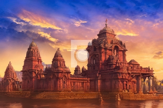 Free Illustration Ancient Beautiful Indian Temple - Ai Generativ