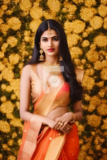 Free Image - Beautiful Indian Woman in Saree Outfit - AI Generat