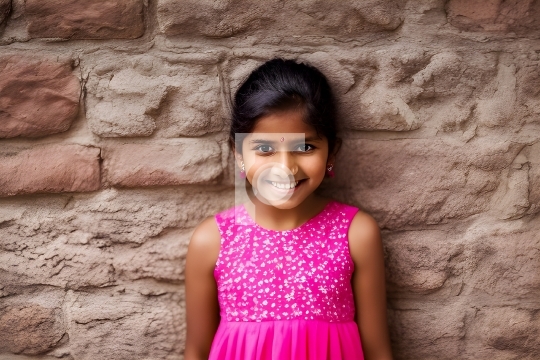 Free Image Indian Girl Standing Against a Wall - AI Generated Im
