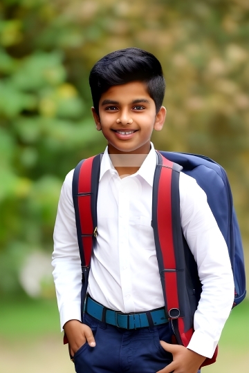 Free Image Indian School Boy Student with Backpack Free Photo - 